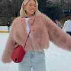 Pink fluffy faux fur coat, women's loose long sleeved warm jacket, seasonal coat