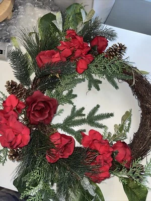 Martha Stewart Collection Holiday Rose & Hydrangea Wreath, NWT - Image 1 of 3