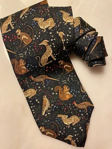 VTG PAUL FREDERICK NECKTIE Italian Silk Tailored USA SPORTSMAN Animal Designer - Picture 1 of 7