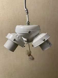E Lighting White 3-Light Pull Chain Ceiling Fan Light Fitter INC9026WH 3xE26 - Picture 1 of 15