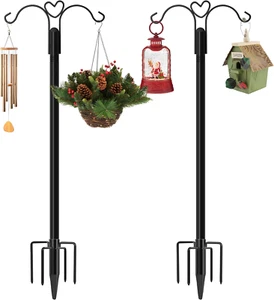 Shepherds Hooks for Outdoor, 2-Pack 108 Inch Heavy Duty Bird Feeder Pole, Garden - Picture 1 of 12