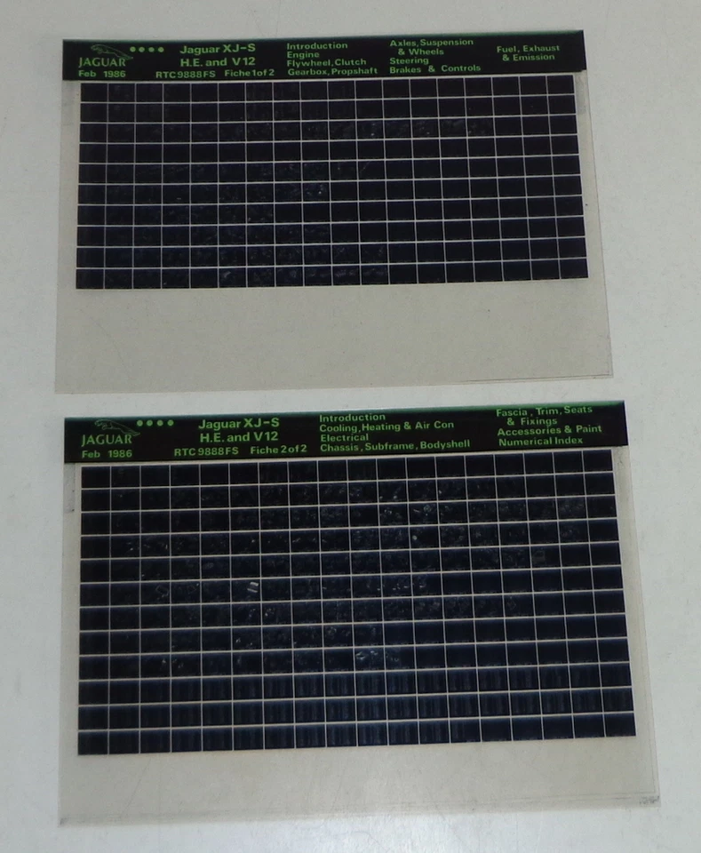 Catalogo Parti Di Ricambio Microfich Jaguar XJS H.E & V12 Aggiornato 02/1986 - Immagine 1 di 1
