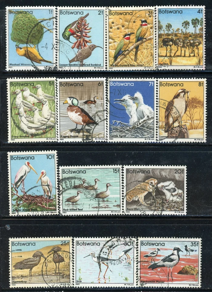 BOTSWANA 303-16 SG515-28 Usado 1982 Aves Definitivo Juego Corto de 14/18 CV$18 Foto 1 de 1