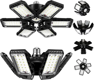 LED Garage Lights 180W 18000LM 6500K 6+1 Panel Ceiling Bulbs for E26/E27, 2 Pack - Picture 1 of 7