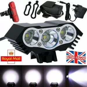 Rechargeable 90000LM Super Bright 3*LED Bike Light Bicycle Torch Front Rear Lamp - Picture 1 of 13