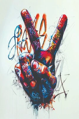 和平标志班克斯·格拉菲蒂流行艺术印刷品/海报画布/撒丁照片纸 T45 — 第 1/4 张图片