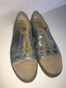 Rockport Leather Sneakers Nubuck Cap Toe Blue/ Tan Shoes Men's Sz 11.5 Casual - Picture 1 of 8