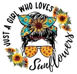Estampado de sublimación Una chica que ama los girasoles listo para presionar transferencia de calor - Imagen 1 de 1