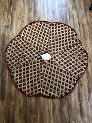 Винтажная 2004 Хобби Лобби Вилла Bacci Рождественская Елка Юбка Бриллиантовая Красная Бахрома - Изображение 1 из 4