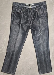 Jeans Phat Farm vintage slim fit antracite 40x32 bordo ecopelle ricamato - Foto 1 di 13