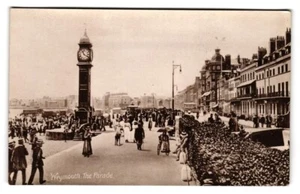 Postcard c.1900 Dorset Weymouth The Parade, street view, Clock Tower, RPPC - Picture 1 of 2