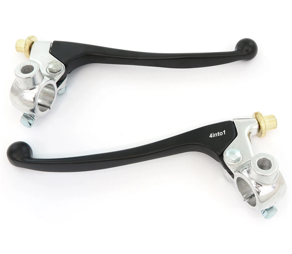 Juego de palancas Kawasaki con montaje en espejo - embrague + freno de tambor - cromo y negro - 7/8" Foto 1 de 1