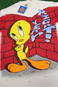 ORIGNIAL+TAG Vintage 90's~LOONEY TUNES Tweety Bird Shirt FREEZE AOP Hip-Hop~Rap - Picture 1 of 17