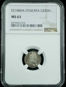 EE 1889A Ethiopia Gersh NGC Graded MS 63 #1026 - Picture 1 of 2