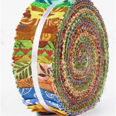 Sunshine Batik Bliss - 40Pcs Vibrant Yellow Cotton Jelly Ro Foto 1 de 4