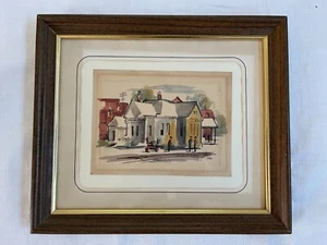 Vtg/antique orig watercolor painting Western Spring Station signed Soby framed - Picture 1 of 7