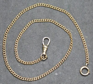 14" Pocket Watch 1/20 12k Gold Filled Chain - Vintage - Picture 1 of 3