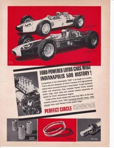 Jim Clark & Dan Gurney Lotus 1963-Ford Webers Indy 500 anuncio impreso/círculo perfecto - Imagen 1 de 1