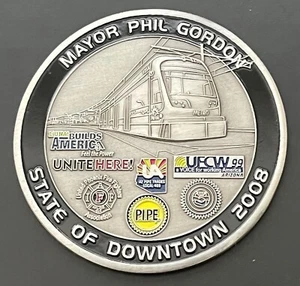 Mayor Phil Gordon State of Downtown 2008 Phoenix Arizona Democrat Medal AZ Token - Picture 1 of 2