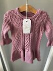 ??SO PRETTY Dusty Pink Knitted Long Sleeve Dress Baby Girls Clothing 0-3 Months