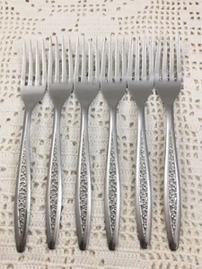 Lot of 6 Superior Stainless USA CUS5 Dinner Forks 6 7/8" Floral Textured - Picture 1 of 6
