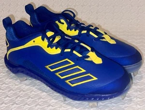 ADIDAS Icon 6 Bounce Royal Blue Yellow Metal Spike Baseball Cleats Mens 9 14 - Picture 1 of 9