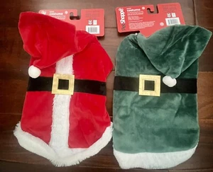 Lot of 2 Pet Shoppe Christmas Holiday Santa Claus Dog Costumes Size Small - Picture 1 of 1