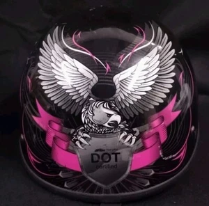 Zox Nano Liberty Gloss Black and Silver/Pink Half Helmet Size Medium (Used, Read - Picture 1 of 7