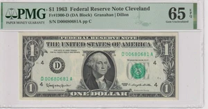 Fr 1900-D 1963 $1 FRN D00680681A bp450 PMG 65EPQ GEM CU Cleveland NON MULE - Picture 1 of 2