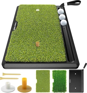 2-In-1 Golf Hitting Mat with Integrated Ball Tray, Heavy Duty Non-Slip Golf Prac - Picture 1 of 9
