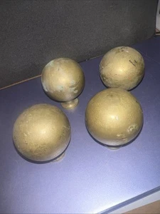 "4 perillas antiguas de latón para remates de cama puerta, perilla de ventana hechas a mano originales de 3"" de alto" - Imagen 1 de 4