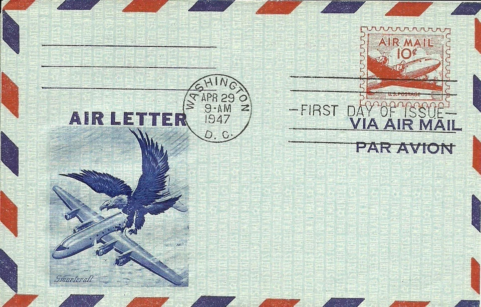 FDC UC16 - 10¢ Skymaster Letter Sheet - 4/29/1947 - Washington, DC - Smartcraft - Image 1 of 1