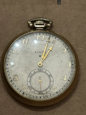 Antique 10K Gold Filled Elgin Pocket Watch Keystone J Boss Case 12s G495 17J - Image 1 of 4