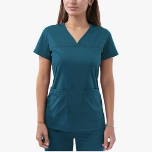 Conjunto Médico ADAR PRO Para Mujer Mediano Top y Mediano Alto Pantalones Elastizados Azul Caribe - Imagen 1 de 22