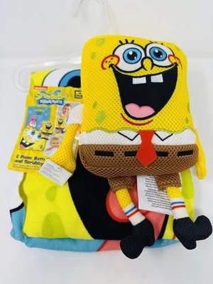 Bob Esponja Pantalones Cuadrados Toalla de Baño (25"x50") y Lavable Scrubby Niños 2 Piezas Foto 1 de 4