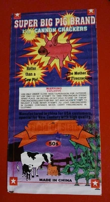  VINTAGE "SUPER BIG PIG BRAND" CANNON CRACKERS LABEL IN VG CONDITION!! - Image 1 of 2