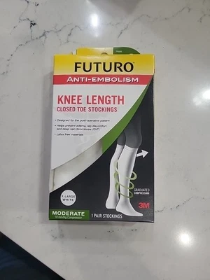  Чулки Futuro длиной до бедра с закрытым носком против эмболии, УМЕРЕННЫЕ XL белые - Изображение 1 из 4