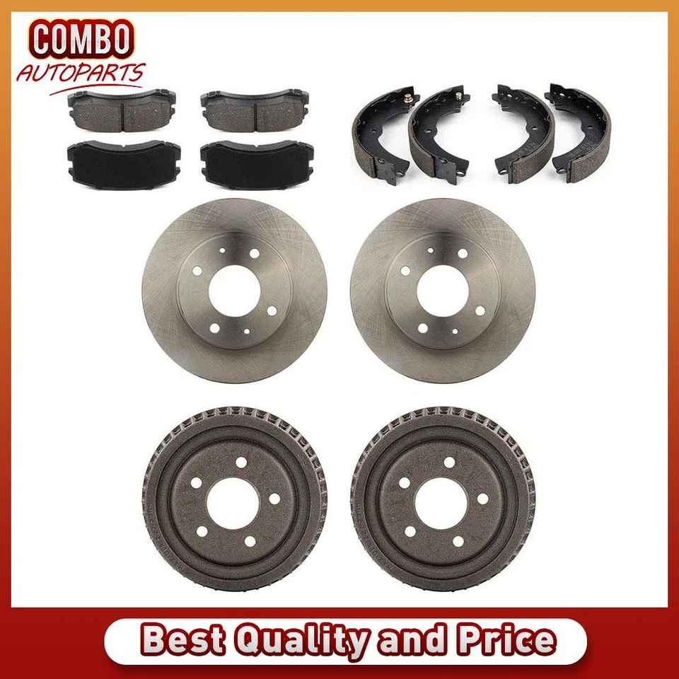 Front Brake Rotor Brake Pads Rear Drums Shoes for 2002-2007 Mitsubishi Lancer - Image 1 of 4