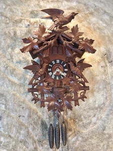 Large ANTIQUE Germany Black Forest Musical Double Door Cuckoo Clock,3 Weights - Picture 1 of 24