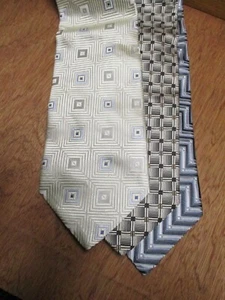 Ermenegildo Zegna authentic beige blue black modern silk neck ties - Imagen 1 de 6
