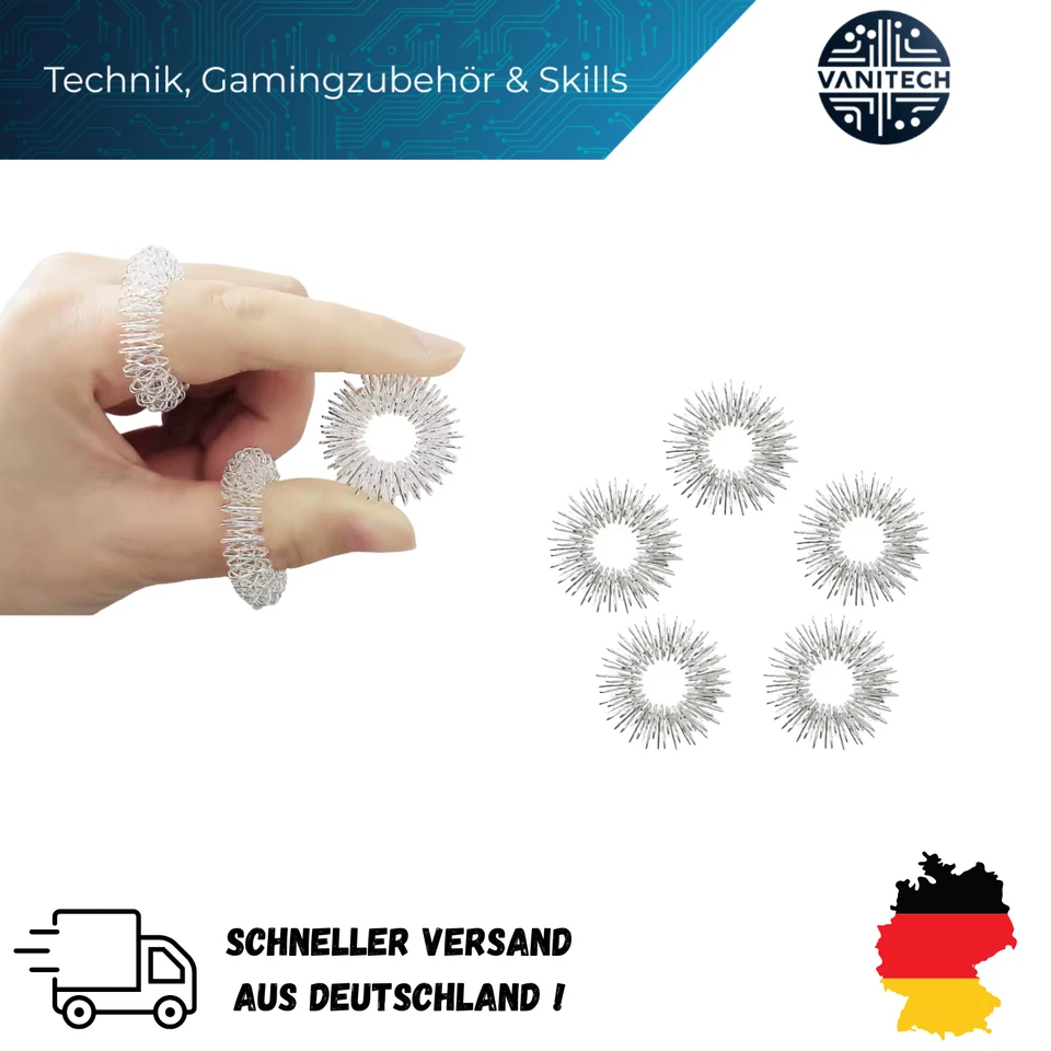 MARKENLOS 3er Set Akupressurringe Finger - Stressabbau, Konzentration, Massageringe, Skill