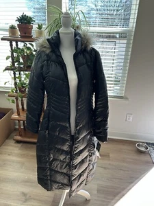 Gallery New York Damen Puffer Mantel abnehmbare Kunstfell Kapuze lange Länge Gr. S - Bild 1 von 7