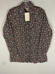Nwt Sundance Floral Peasant Blouse 100% Cotton Size Medium Black Button Down - Picture 1 of 10