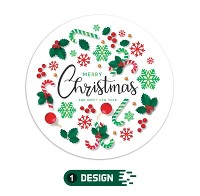 PACKWITH STICKER 48 x 45 mm Merry Christmas Stickers -Round Seal Labels Stickers for Presents