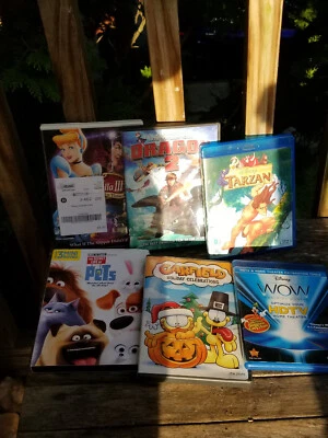 LOT OF 6 DVDS KIDS CINDERELLA III TARZAN PETS DRAGON Z GARFIELD Foto 1 de 4