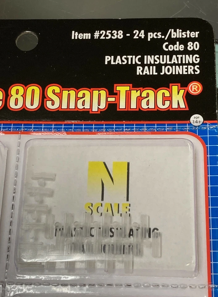 Atlas #2538 N-scale Code 80 Insulated Plastic Rail Joiners (24/pack) - Image 1 of 1