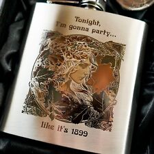 Laser Etched Stainless Steel 6oz Hip Flask – Art Nouveau – Prince