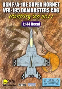 DXM Decals 1/144 F/A-18E SUPER HORNET VFA-195 DAMBUSTERS CAG CHIPPY HO 2011 - Picture 1 of 4