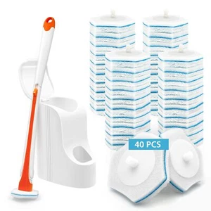 Disposable Toilet Bowl Cleaner Wand With 40 Cleaner Refills Wall Mounted Long Ha - Picture 1 of 10