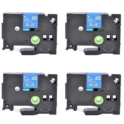 4 Compatible Brother TZ-211 P-Touch Laminado Blanco sobre Cinta Azul 6mm 8m TZE-211 Foto 1 de 2